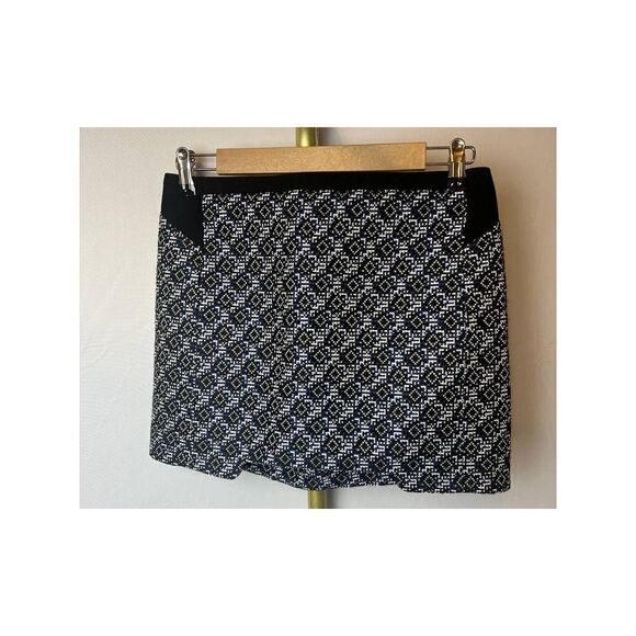 Maje Black Blue White Embroidered Mini Skirt Sz. 36 (US Small) - Picture 2 of 7